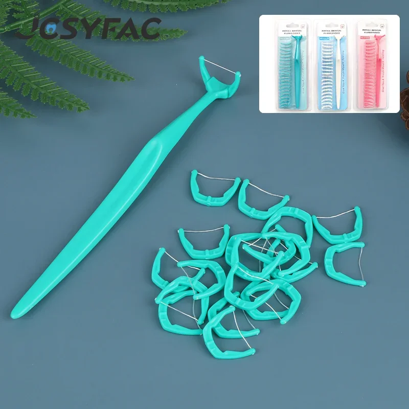20Pcs Reusable Floss Sticks Replaceable Dental Floss Sticks Oral ...