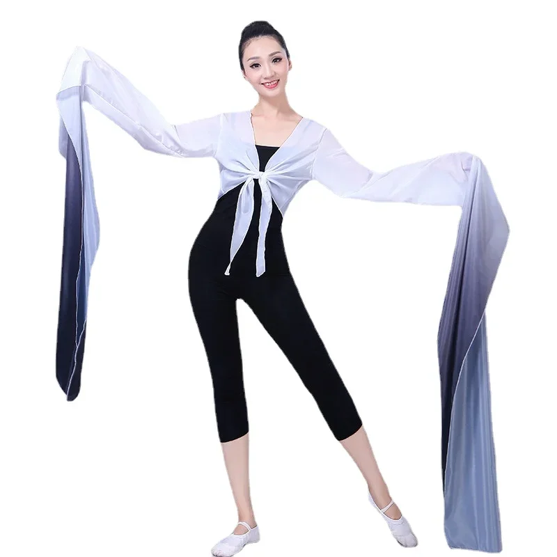 Chiffon Water Sleeves Yangko Dance Practice Tops Chinese Classical Dance National Hanfu Beijing Opera Tibetan Costume
