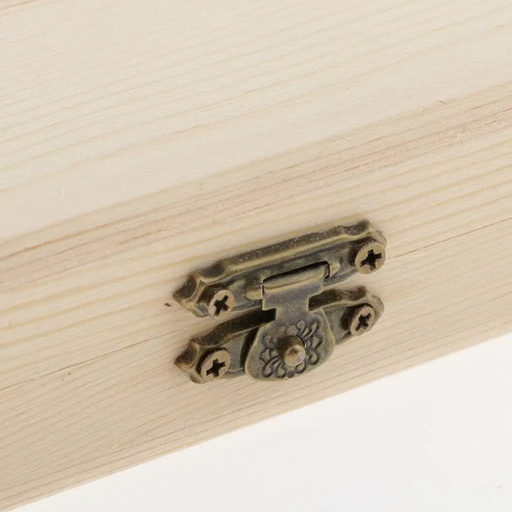Natural Wooden Storage Box Unpainted Chest for Souvenir Memorabilia Jewelry Cigar CD Vintage Storage Box Decorative Organizer