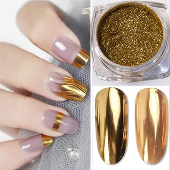 1/2pcs GoldMagic Mirror Chrome Nail Powder Holographic Laser Silvery Golden Nail Glitter Pigment, Shinny  Modeling Powder 0.5g 1