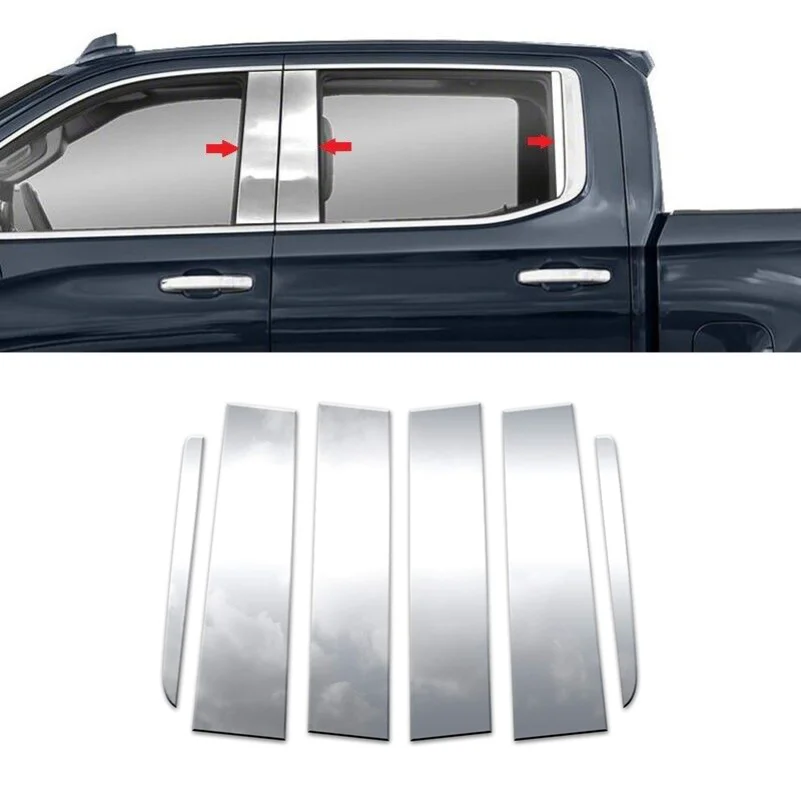 

Для Chevrolet Silverado 1500 экипажная кабина двойная кабина 2019-2024 столбики столбик обшивка окна автомобиля BC столбик наклейки серебристый