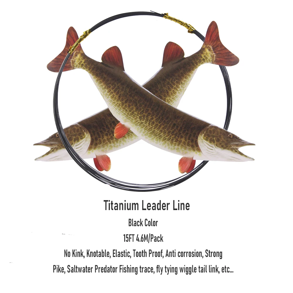 Wifreo 15ft/4.6m No Kink Titanium Leader Line Saltwater Pike Fishing  Leaders / Trace Fly Tying Wiggle Tail Link Wire