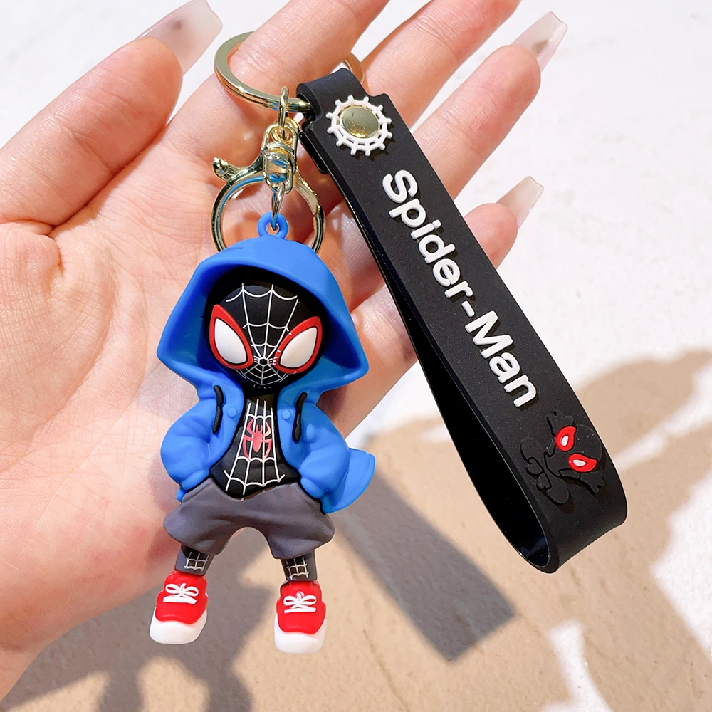 Key chains key rings anime keychain mario keychain game keychain Cute Cartoon Spiderman Silicone Keychains Marvel Superhero Pendant Keyrings Jewelry Disney Keyholder for Bag Accessories
