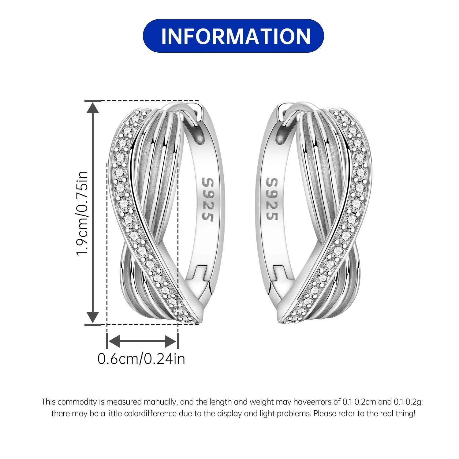 925 Sterling Silber Zweifarbige Gedrehte Ovale Huggie Creolen mit Grünen & Weißen Zirkonia Besetzten Ohrclips Eleganter Edel-Schmuck Geschenke – Detail 33