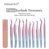 ANNAFRIS Fiber Tip Lash Tweezers Stainless Steel  Eyelash Extension Tweezers Precise fiber Anti-slip Tweezer Makeup Tools 1