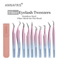 ANNAFRIS Fiber Tip Lash Tweezers Stainless Steel  Eyelash Extension Tweezers Precise fiber Anti-slip Tweezer Makeup Tools 1