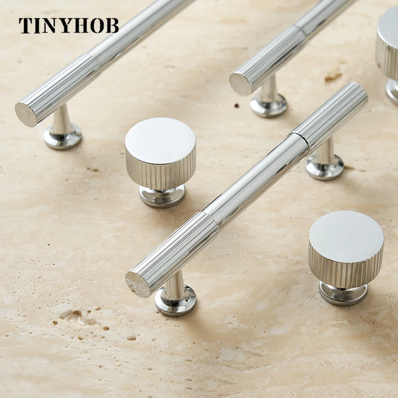 สไตล์โมเดิร์น/Bright chrome แนวตั้งเส้นทองเหลืองลิ้นชัก T bar ห้องนอนดึงห้องครัวตู้ประตูมือจับดึง 1