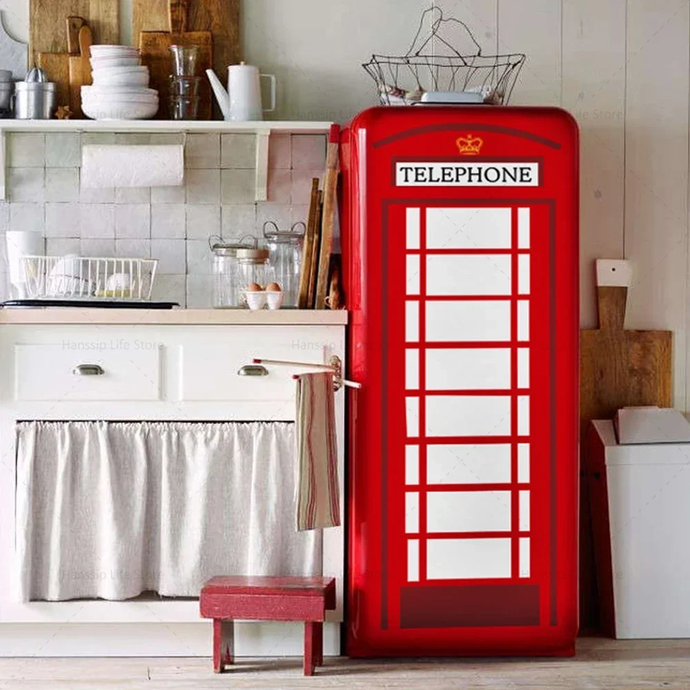 Adesivi per Porte 3D per Decorazione Parete Soggiorno Cucina Camera da letto Bagno Carta da parati 77X200cm (Cabina Telefónica