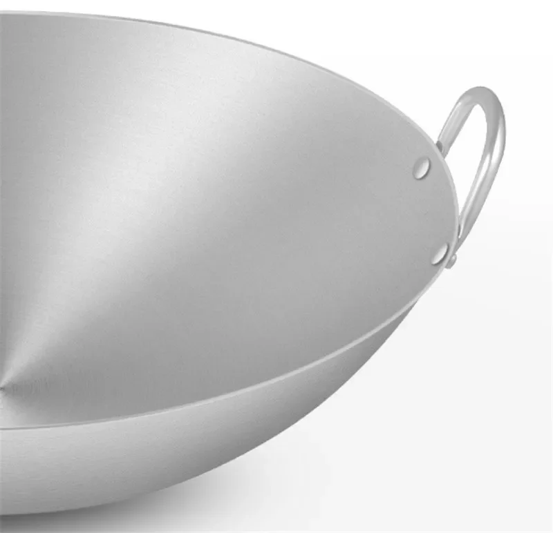 Iron Non-coating Woks Gas Cooker Traditional Handmade Pot Huge Manual Forging Wok With Binaural 34/40cm Double Ear Chef Fry Wok Cast Iron Wok Iron Wok