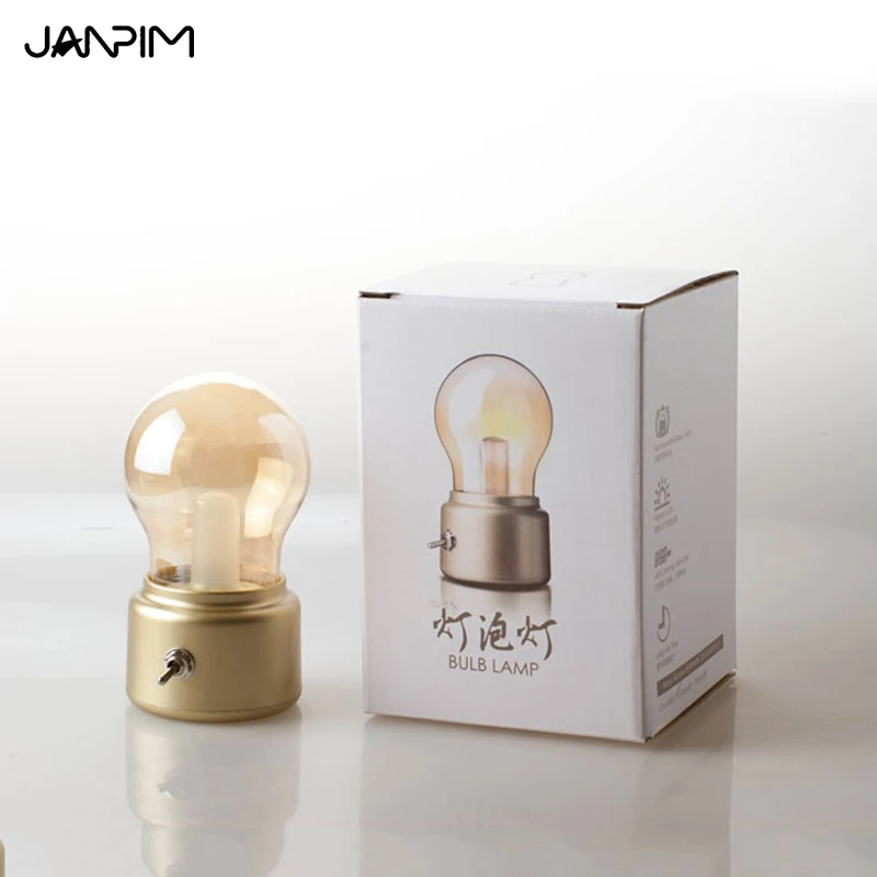 Janpim retro revival Bulb Lamp Led night light USB charging Children's gift Table Lamp Bedroom Nightlight