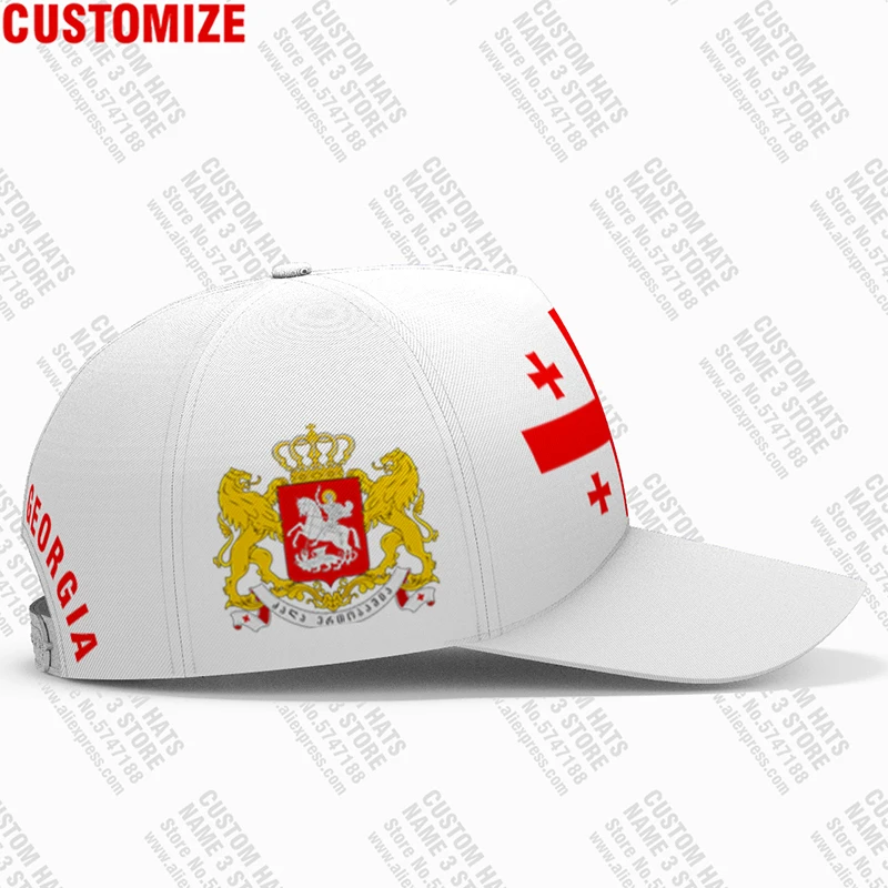 Georgia Male Youth Diy Free Made Name Number Geo Nation Flag Ge Print Photo Georgian Republic Country Baseball Cap