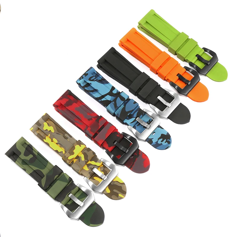 Universal Brand Silicone Watch Strap 21/22/23/24/25/26mm Flat Straight Rubber Watchband