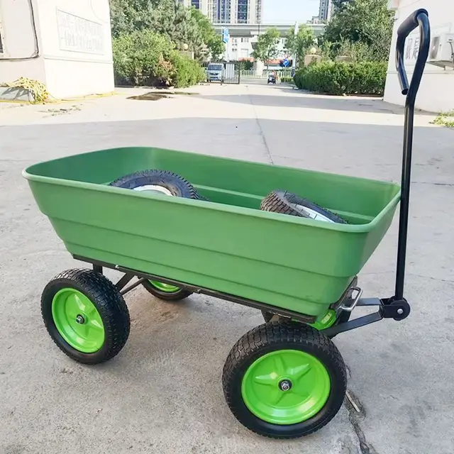 Műanyag Dömping Teherautó Négy Kerék Kézi Kocsi Kis Mezőgazdasági Toló Háztartási