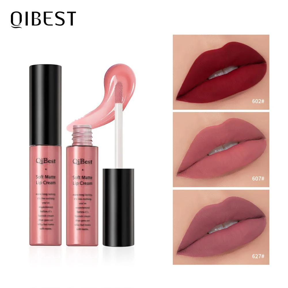 Lip Gloss QIBEST Liquid Lipstick Waterproof Sexy Red Black Lip Gloss Matte Nude Lipstick Long lasting Lipgloss Tint Lip Glaze Cosmetics