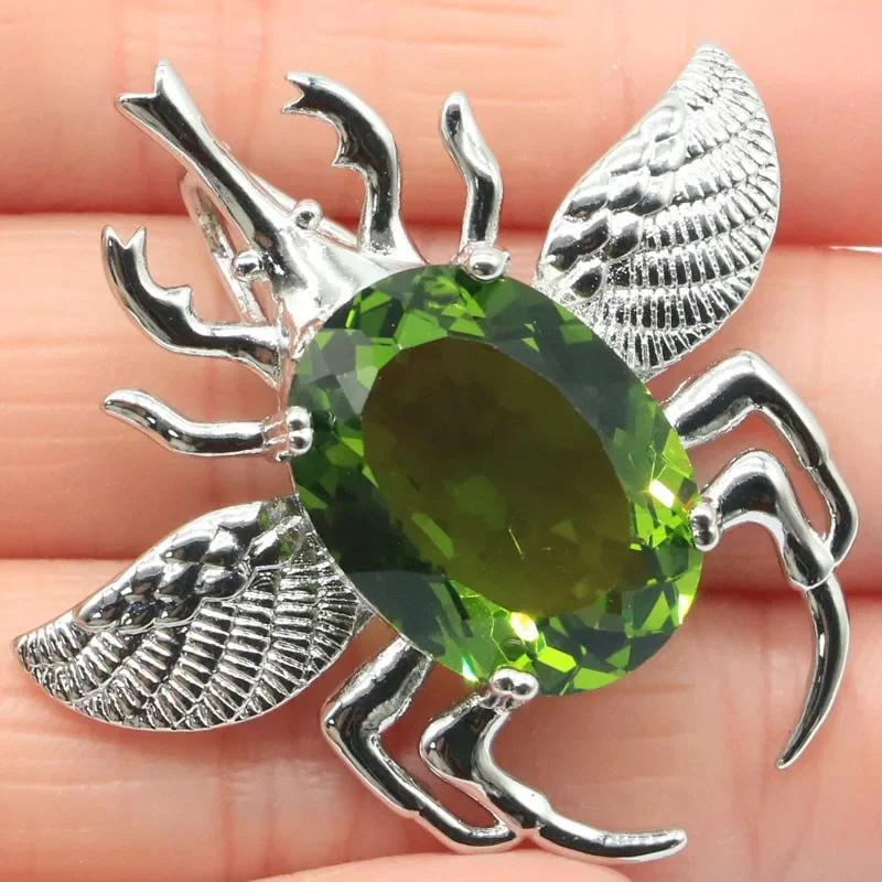 11g Customized 925 SOLID STERLING SILVER  PENDANT Longicorn Shape Kunzite Peridot Tsavorite Violet Tanzanite Violet Topaz Mystic