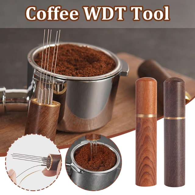 Portable Espresso Coffee Stirrer WDT Tool,Nature Wood Handle Needle Type  Distributor,Espresso Coffee Stirrer Espresso Distribution Tool(Rosewood)