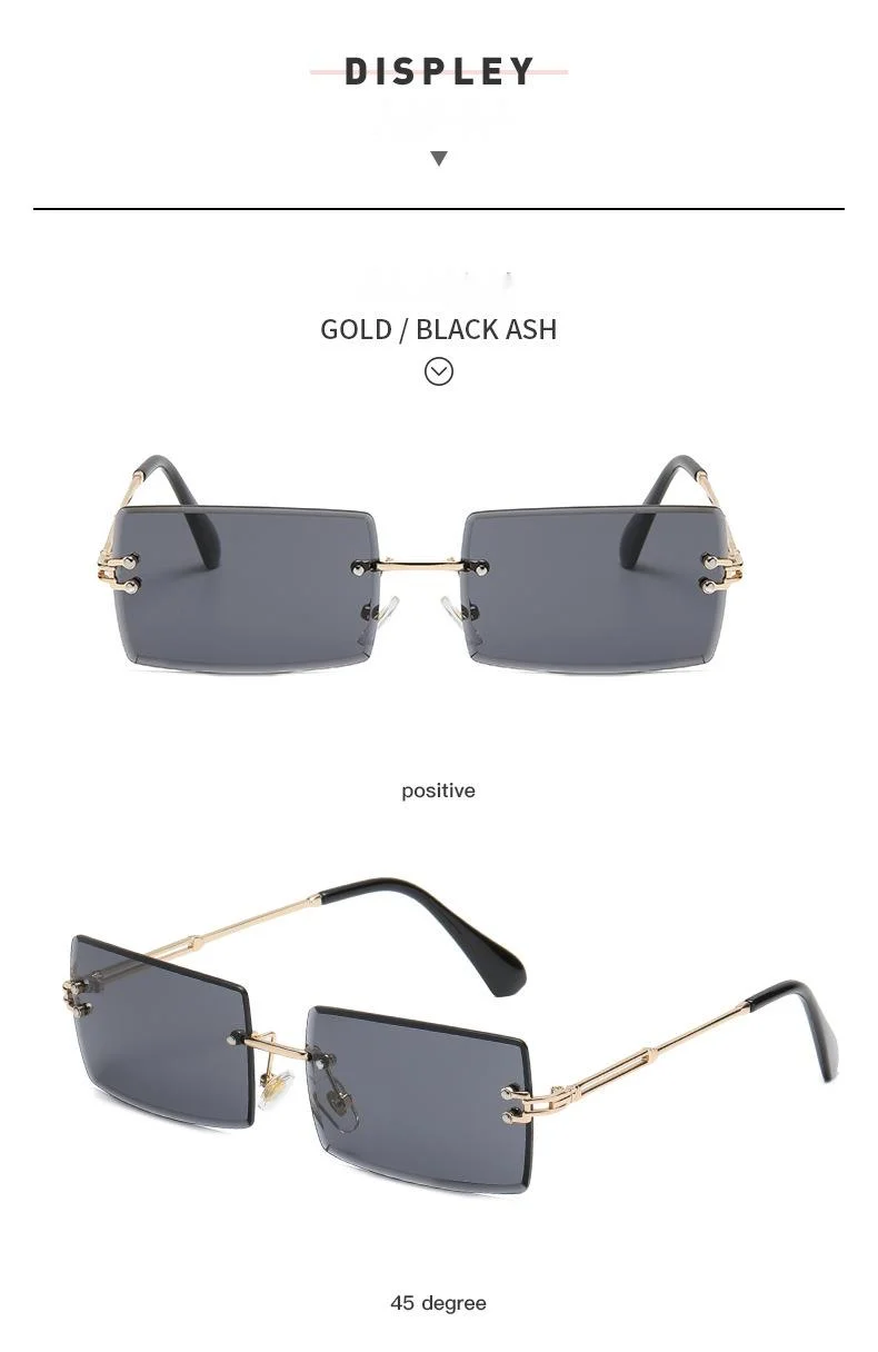 Lunettes de soleil sans cadre, dégradé carré, pièce d'océan, à la mode, pour célébrités d'internet, Photo de rue, nouvelle collection_voghion.com