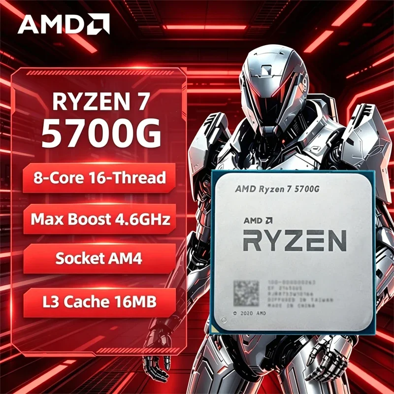 AMD Ryzen 7 5700G 100% 새제품 AMD R7 5700G CPU 4.6GHz 8코어 16스레드 16MB L3 캐시 소켓 AM4 프로세서 (패키지 없음)