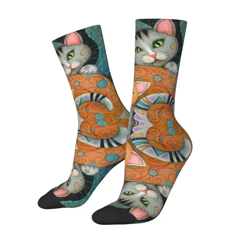 

Oil Painting Cat Men's Crew Socks Unisex Fun Gustav Klimt Spring Summer Autumn Winter Socks