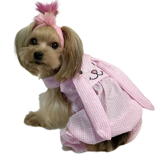 Cute Pet Skirts Spring and Summer New Puppy Clothes Teddy Pomeranian Cartoon Funny Creative Pumpkin Plaid Culottes