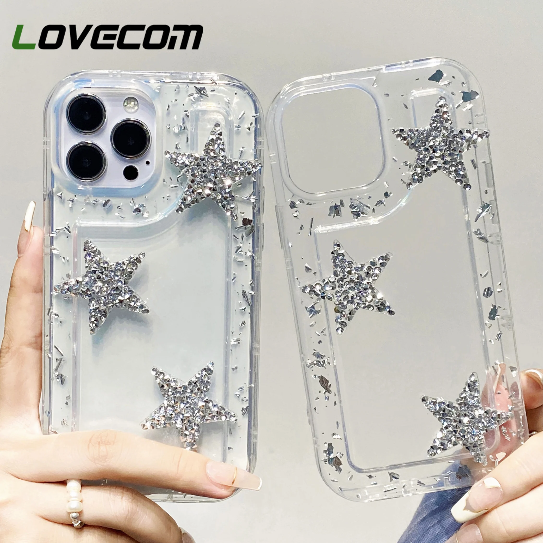 Korean INS Black Epoxy Glittering Stars Artificial Gems Case for