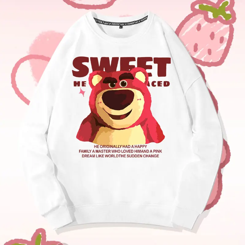 

Disney Strawberry Bear Co branded Sweater Women's Round Neck 2023 New American Loose BF Lazy Coat Clothes Autumn