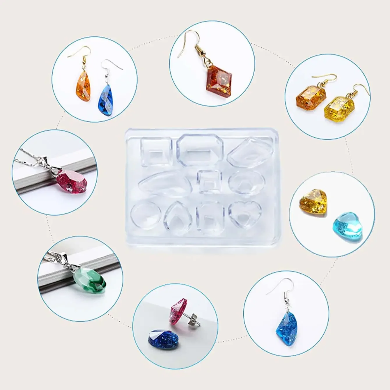 1pc-Gem Jewelry Silicone Mold Oval Teardrop for Crafting Resin Epoxy Pendant Earrings Making Casting DIY Craft Mold