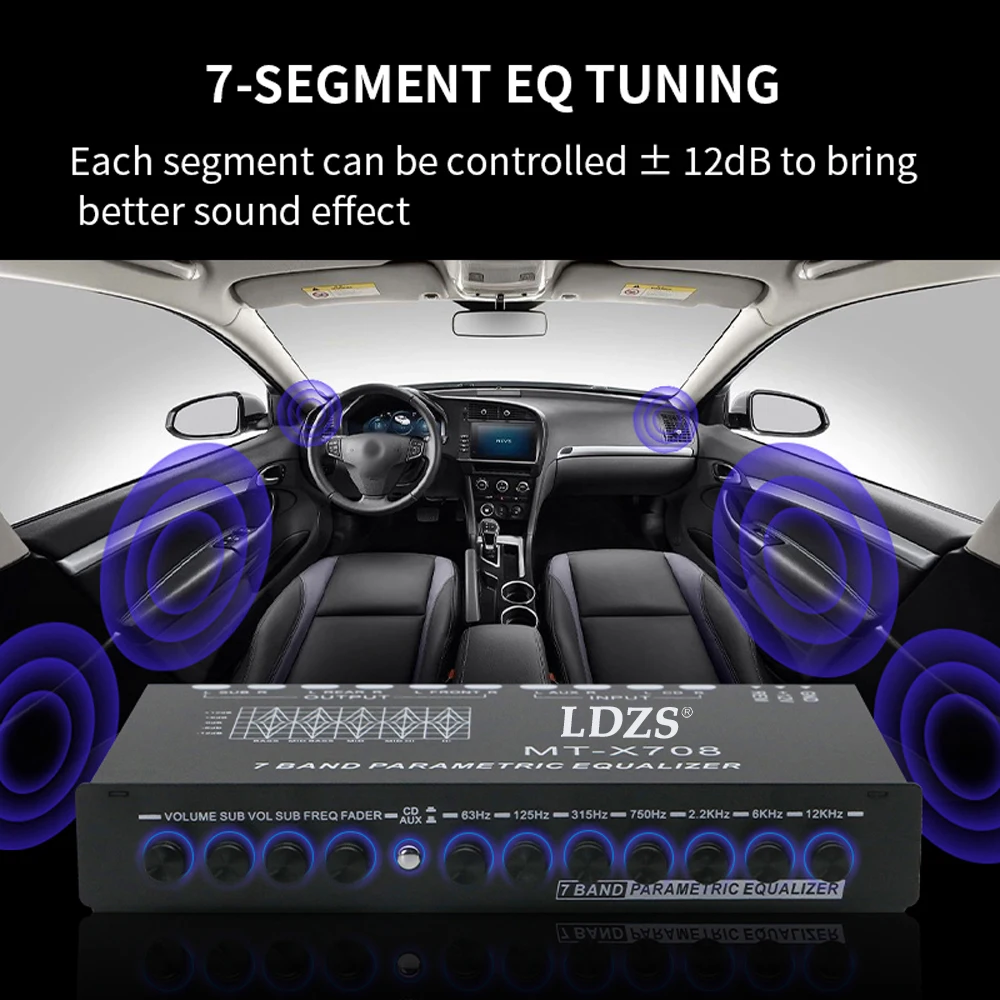 audio equalizer Professional 7 Band Car Multifunctional Audio EQ Tuning Crossover Amplifier Parametric Equalizer
