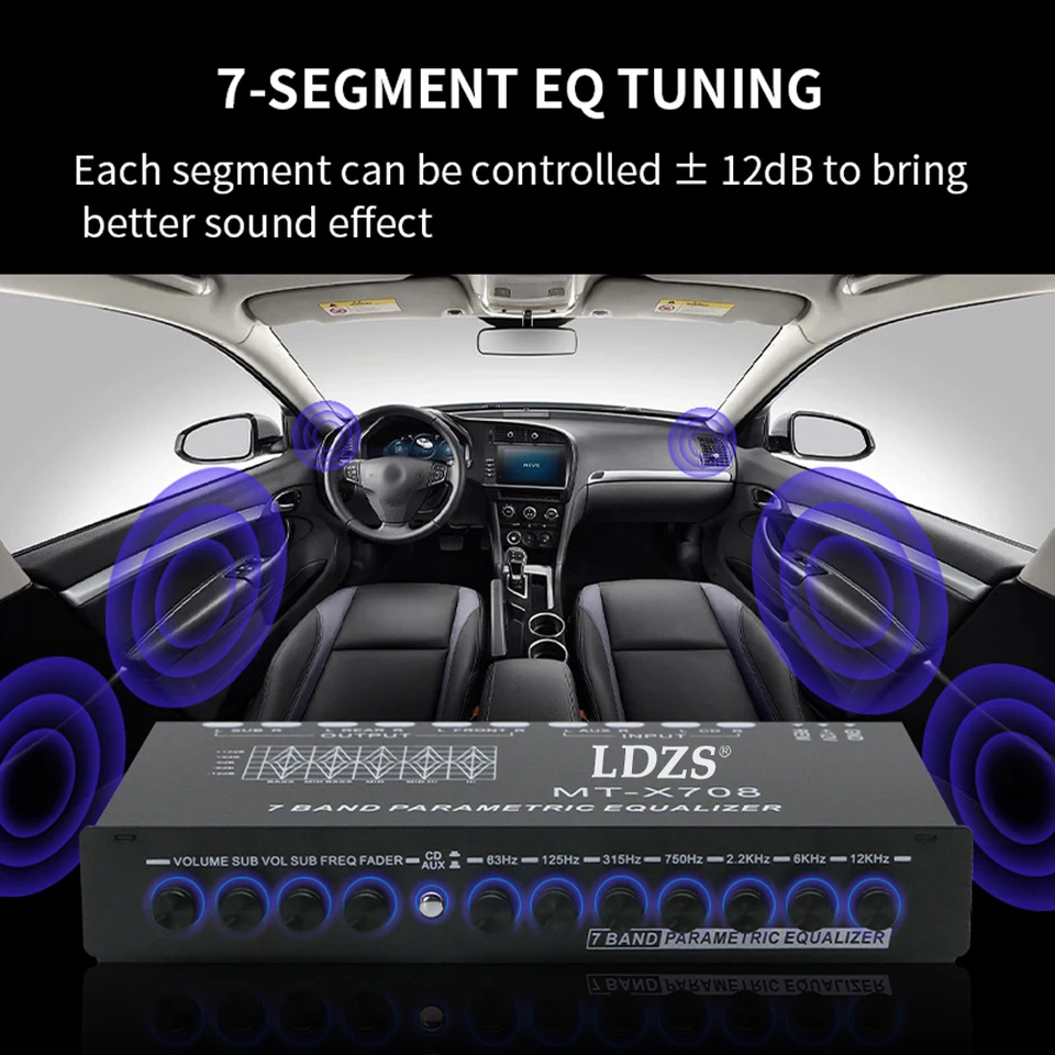 Auto Grafische Equalizer, Auto Audio Equalizer Verstelbare 5 Bands Precieze Tuning EQ Tuning Crossover Versterker Grafische Equalizer