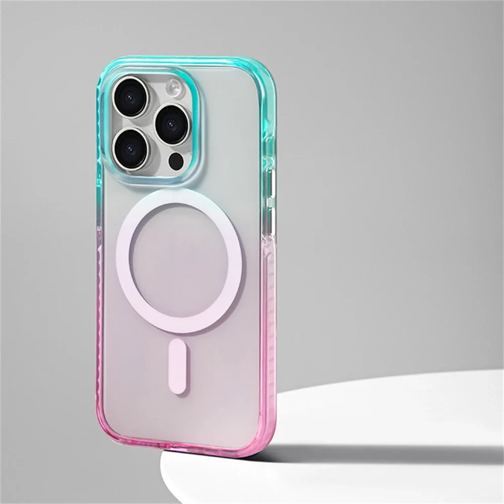 Роскошный прозрачный бампер Snti-slip Для Magsafe, чехол для iPhone 15 14 13 Pro Max, магнитный чехол-накладка для телефона с беспроводной зарядкой