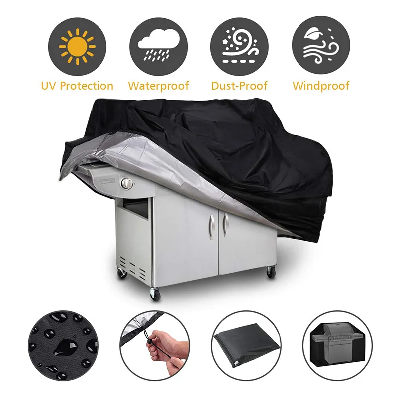 5 Size BBQ Grill Barbeque Cover Anti-Dust Waterproof Weber Heavy Duty Charbroil BBQ Cover Outdoor Rain Protective Barbecue Cover 2
