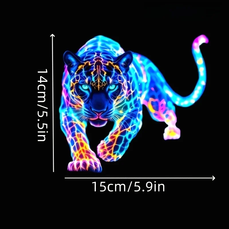 Vibrant Neon Leopard Motorcycle Stickers Waterproof for Scooter Fuel Tank Front Fairing Vinyl Decals Car Window Decoration 1PC