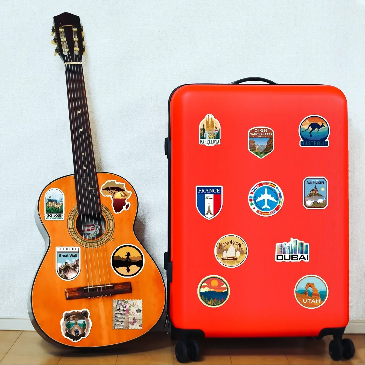 10/30/50pcs World City Outdoor Landmark Landscape Stickers Laptop Luggage Motorcycle Phone Car Guitar Waterproof Sticker Kid