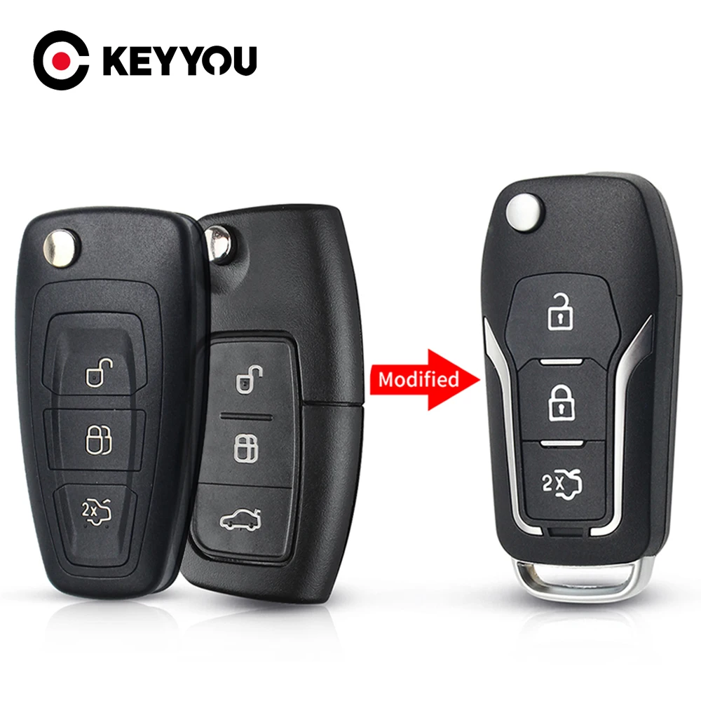 

Складной чехол KEYYOU с 3 кнопками для Ford Focus Fiesta C Max Ka