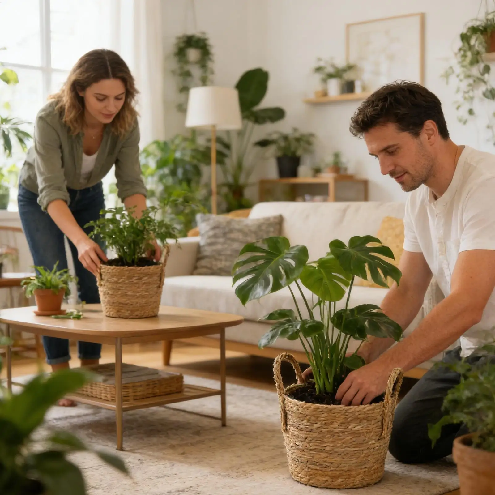 Planter Basket Straw Flowerpot Wicker Planter Flower ventilate Rattan Flower Basket For Garden Yard pastoral charm Decoration - 2
