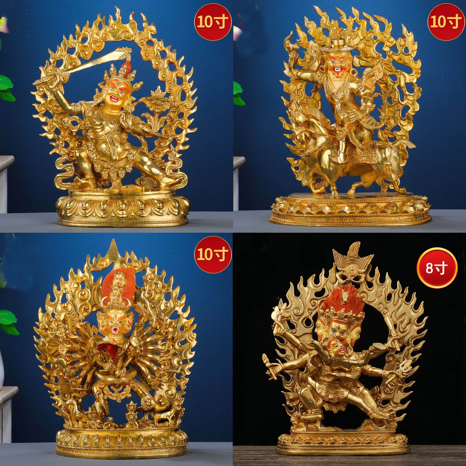 Großhandel Buddha-Statue Tibet Nepal KUPFER Vergoldung Gott Statue Yamantaka Hayagriva DANJIAN Dharma Black Manjushri Seltener Buddha – Detail 2