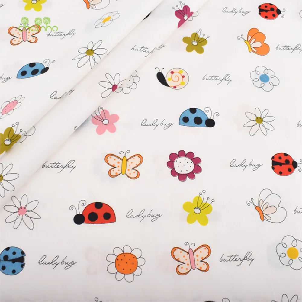 Chainho,Printed Twill Weave Cotton Fabric,Patchwork Cloth,DIY Quilting Sewing Material,Cute Cartoon Series,2 Specification,CC112