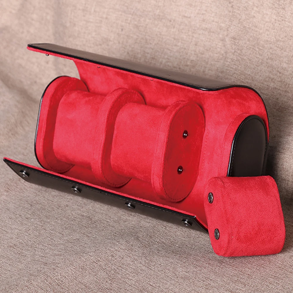 Premium PU Leather Soft Fabric Pouch 3/2/1 Slots Portable Travel Universal Watch Storage Box Organizer_voghion.com