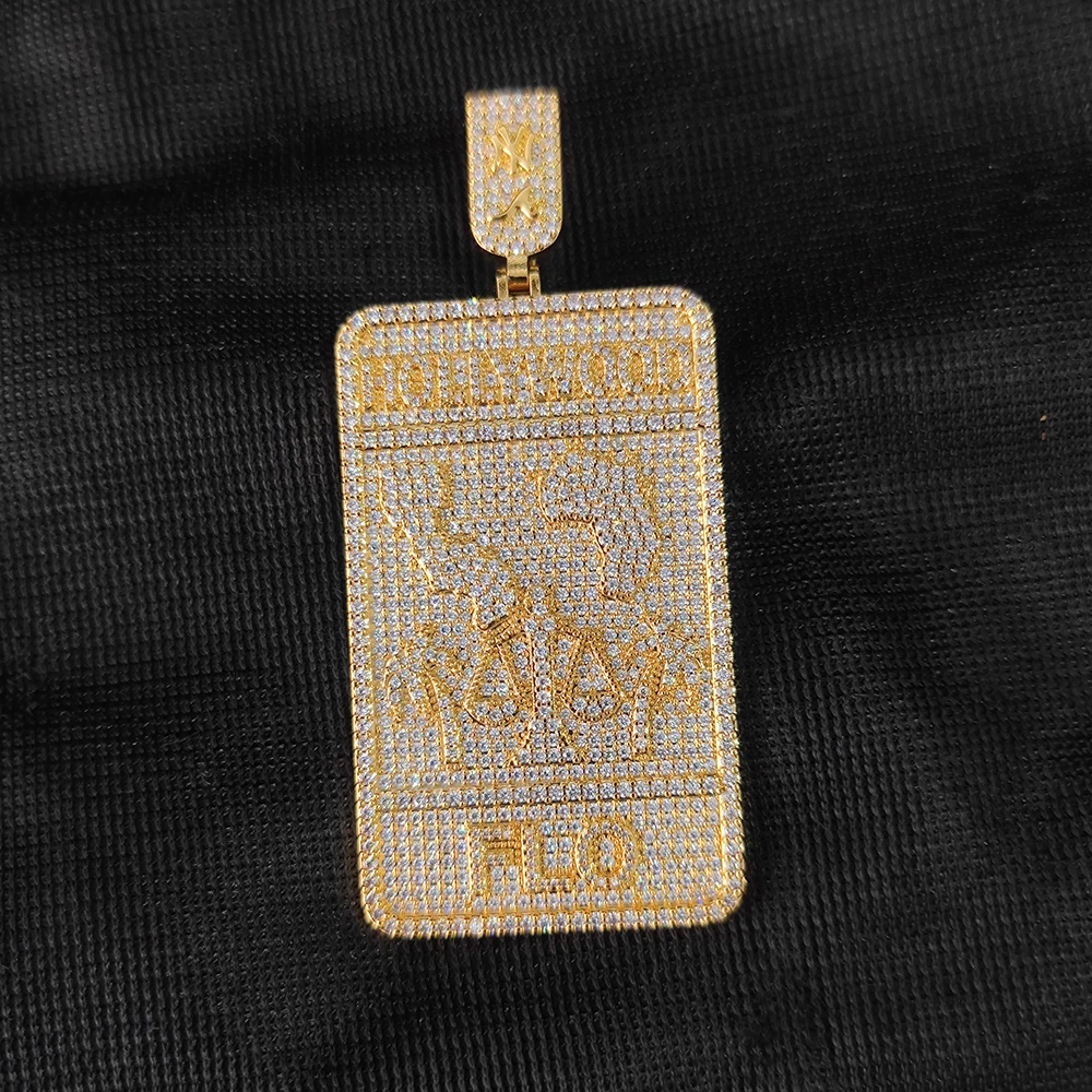 Hip Hop Jewelry Custom Diamonds Shine Iced Out Men Charms Diamond Logo Tag Necklace Nameplate Custom Pendants