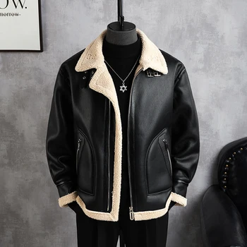 2024 inverno uomo nuovo finto lana d'agnello giacche di pelliccia da uomo corto allentato cuciture cappotti maschio spesso caldo imitazione pelliccia capispalla G633 1