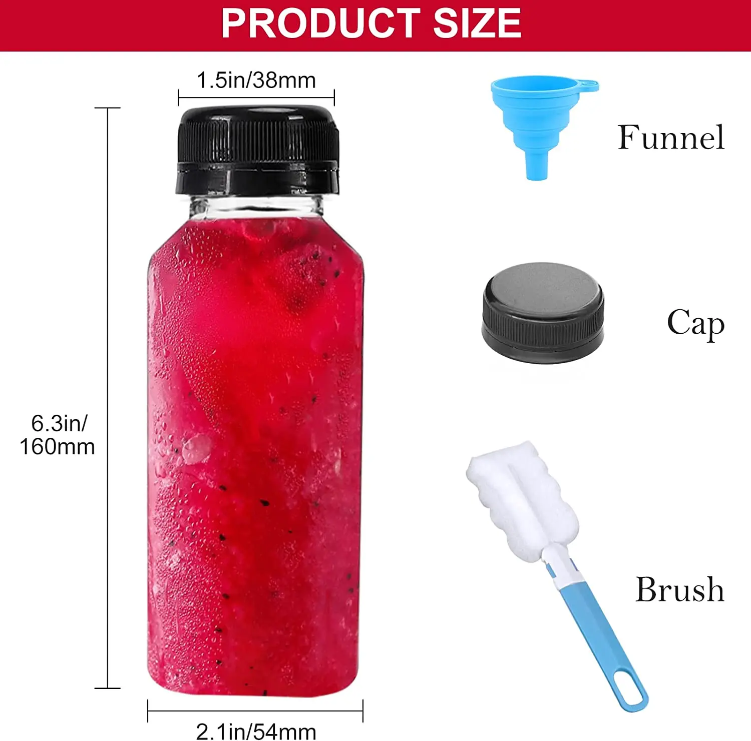 12pcs Empty Juice Bottles Reusable Water Bottles with Caps Milk