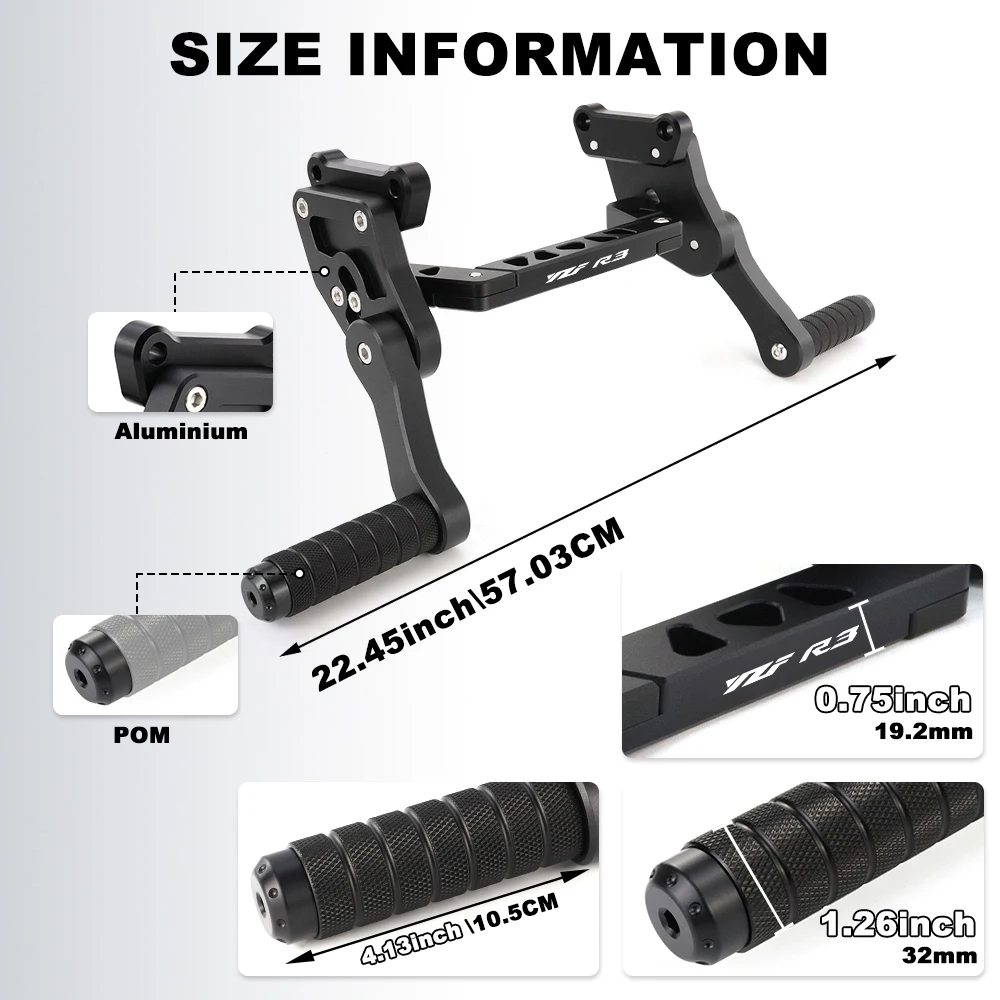야마하 YZF-R3 2015-2025 MT-03 2020-2024용 오토바이 조절식 리어 풋레스트 서브케이지, 승객용 페그 가드 스텝 플레이트 스턴트