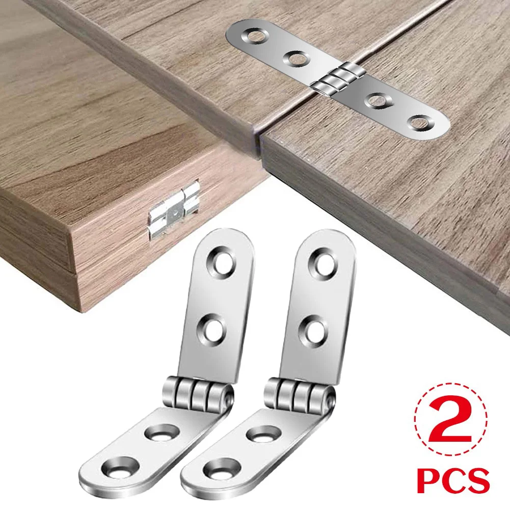 2pcs 180 Degree Foldable Hinge Flap Screw-On Hinges Heavy Duty Round Edge Flip Hinge For Sewing Machine Cabinet Furniture