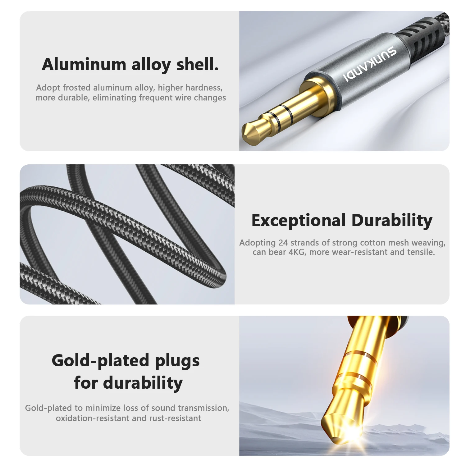 Premium SUNKANDI Lightning to 3.5mm AUX Stereo Audio Cable
