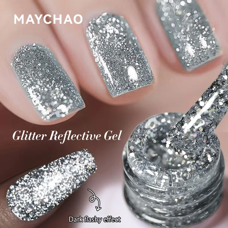Glitter Gel Nail Polish 12ML for Manicure Soak Off Nail Art Gel Varnish Shiny Sequins UV