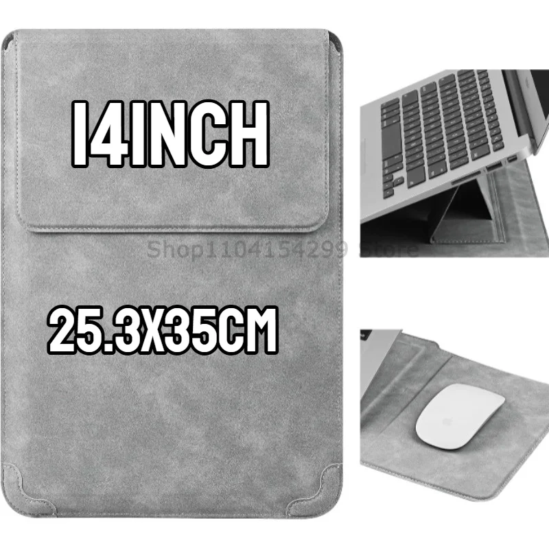 Elegant Portable Leather Laptop Sleeve with Built-in Stand