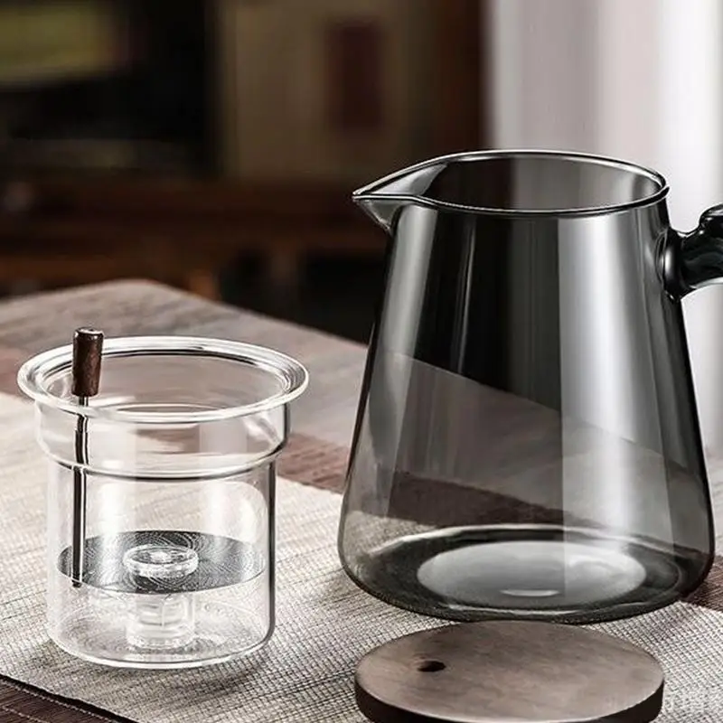 Teiera In Vetro Borosilicato 520ml Con Filtro Magnetico - Separazione Acqua/Tè, Manico In Legno - Tranquili Tea - Foto 5