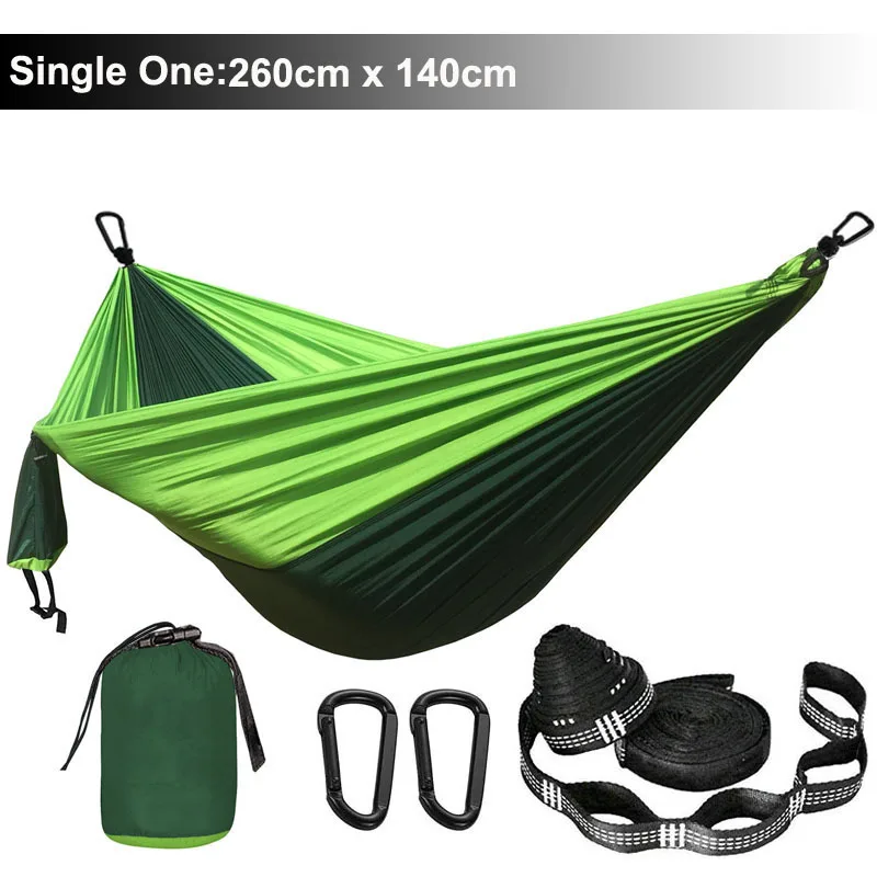 Solid Color Parachute Hammock with Hammock straps and Black carabiner Camping Survival travel Double Person outdoor furniture 