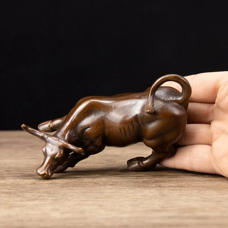 Wall Street Bronze fengshui wealth Fierce Bull OX Statue Metal crafts family decorations home decor 3