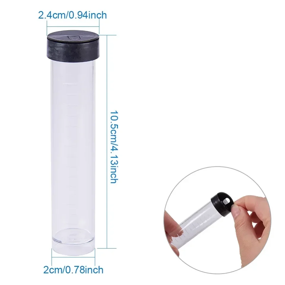 8pcs Empty Storage Tubes 8.26 Inch Long ID 0.78 Inch Clear Rigid Plastic Tubing With Black Rubber Caps Transparent Storage Tube - View #6